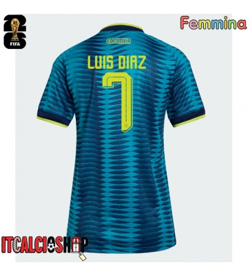 Colombia Luis Diaz #7 Seconda Maglia Femmina Mondiali 2026 Manica Corta